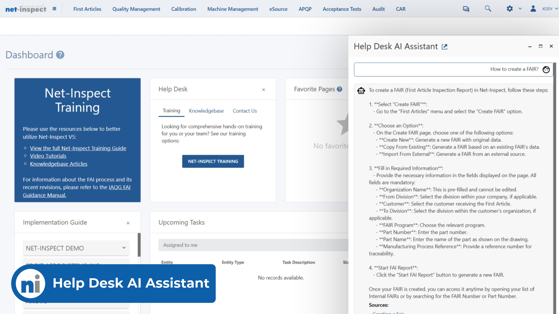 Screenshot of Net-Inspect's newly released Help Desk AI Assistant